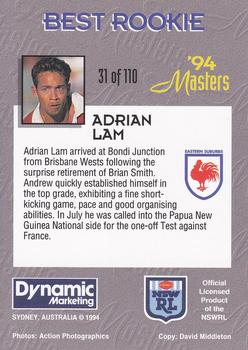 1994 Dynamic NSW Rugby League '94 Masters #31 Adrian Lam Back